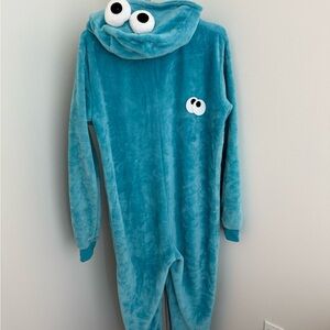 Cookie Monster Blue Fleece Onesie with Eye Design